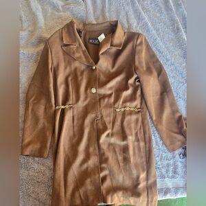 Brown Wool-Blend Blazer with Classic Collar